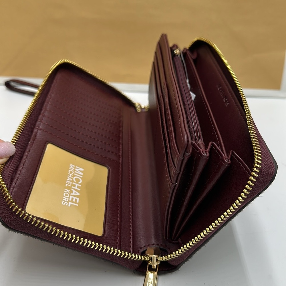 MICHAEL KORS Leather Large Continental Wristlet Phone Case Wallet Exotic Print - Picture 5 of 14